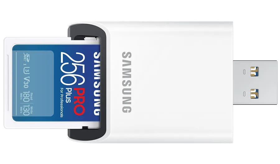 Karta pamięci Samsung SDXC PRO Plus 2023 256 GB V30 U3 UHS-I (180 MB/s) + czytnik SD